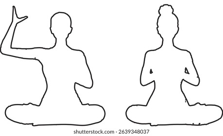 Yoga silhouette. Meditating woman in lotus position. Vector illustration.