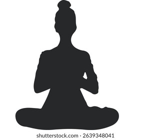 Yoga silhouette. Meditating woman in lotus position. Vector illustration.