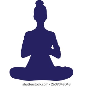 Yoga silhouette. Meditating woman in lotus position. Vector illustration.