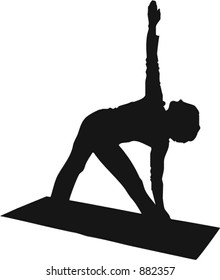 Yoga Silhouette (note to designers: negative spaces between legs and leg and arm is punched out, so background will show through if desired)
