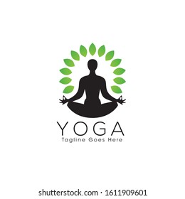 Yoga Silhouette People Logo and Icon Vector Template