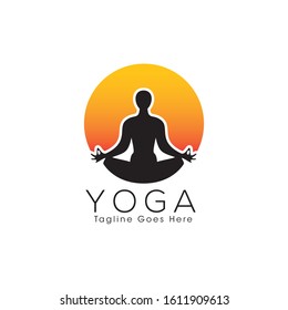 Yoga Silhouette People Logo and Icon Vector Template