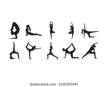 Yoga Silhouette Pose Element Set 