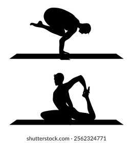 Yoga Silhouette in Tranquil Sunset or Nature Setting