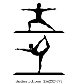 Yoga Silhouette in Tranquil Sunset or Nature Setting