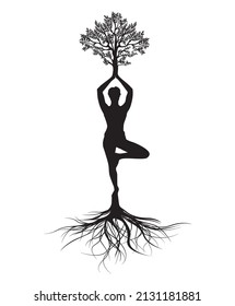 Yoga Silhouette Tree Pose Isolated Tree Stock Vector (Royalty Free ...
