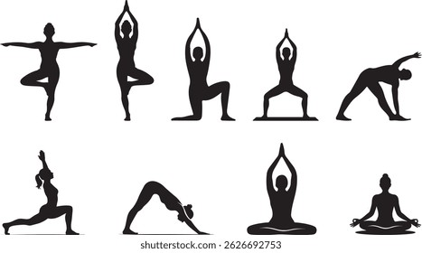 Yoga silhouette vector art illustration