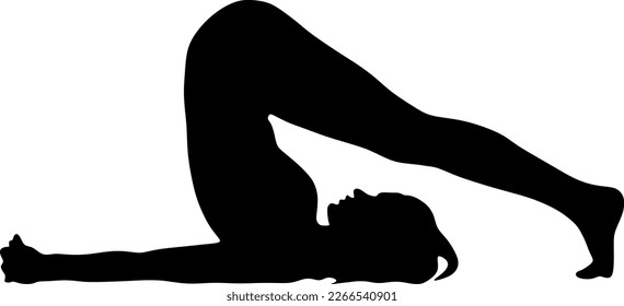 yoga in silhouette vector art on background	