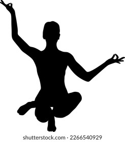 yoga in silhouette vector art on background	