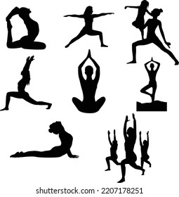 Yoga Silhouette Vector Artwork. This Is An Eps File.