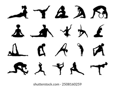 Yoga Silhouette Vector Element Set