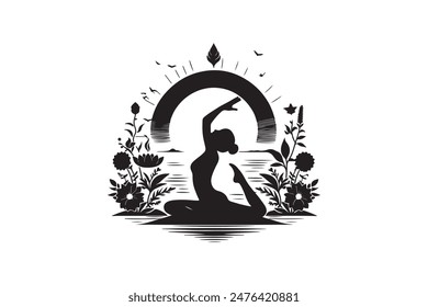 A yoga silhouette vector file 