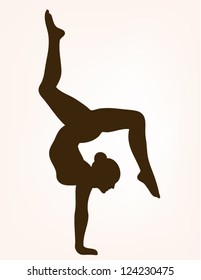 Yoga silhouette - vector illustration