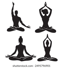 Yoga silhouette vector illustration .