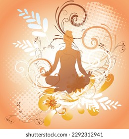 Yoga silhouette vector illustration background