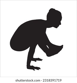Yoga silhouette vector illustration. Bhujapidasana, also known as the arm-pressure or shoulder-pressing pose