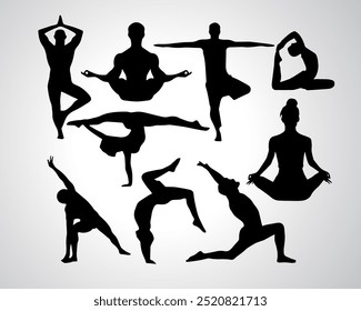 Yoga silhouette vector illustration gymnastics meditation