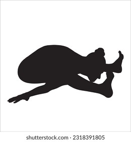 Yoga silhouette vector illustration. Kurmasana, Tortoise Pose, or Turtle Pose a sitting forward bending asana