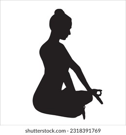 yoga silhouette vector illustration. Lotus meditative pose from the side