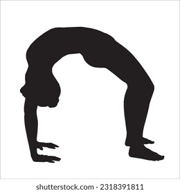 Yoga silhouette vector illustration. Urdhva Dhanurasana advanced backbend