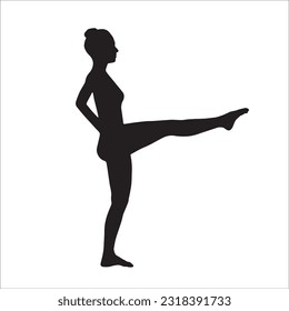 Yoga silhouette vector illustration. Utthita hasta padangusthasana pose from the side