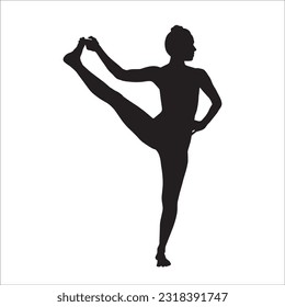 Yoga silhouette vector illustration. Utthita hasta padangusthasana pose from the side