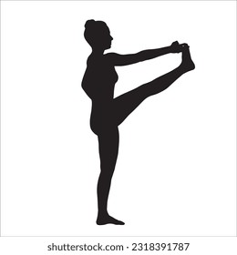 Yoga silhouette vector illustration. Utthita hasta padangusthasana pose from the side