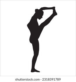 Yoga silhouette vector illustration. Utthita hasta padangusthasana pose from the side