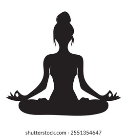 Yoga silhouette Vector On White Background.
