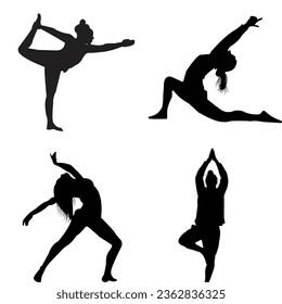 The Yoga silhouette vectors art
