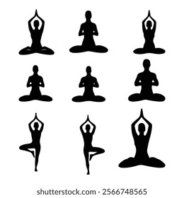 yoga silhouette vector,Yoga Silhouette Vector Art