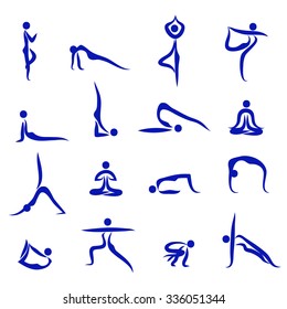 Yoga Silhouettes Asanas pack Vector