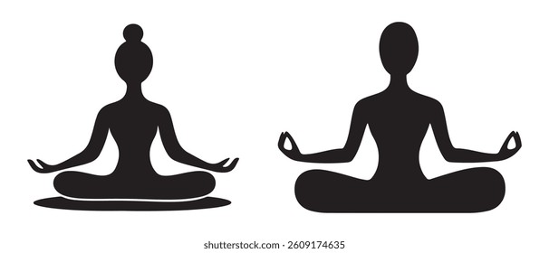 Yoga Silhouettes Meditation Poses Mindfulness Images