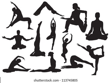 Yoga silhouettes vector