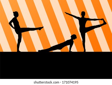 Yoga silhouettes vector background abstract template concept