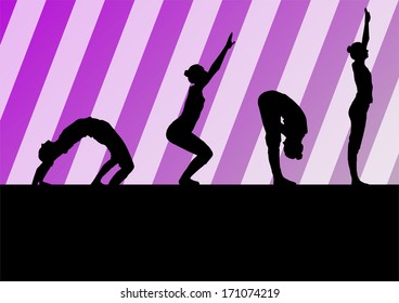 Yoga silhouettes vector background abstract template concept