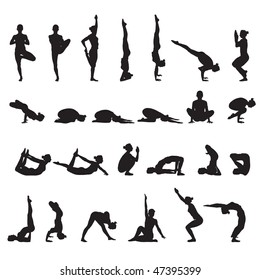 yoga silhouettes vector set 1