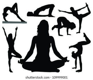 Yoga silhouettes-vector