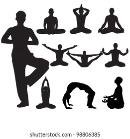 Yoga siluettes in vector