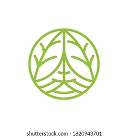 Yoga simple logo vector in green color