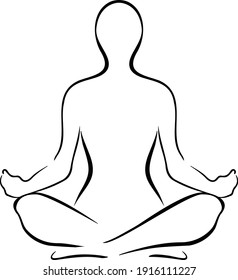 Yoga Sitting Pose Silhouette Vector Illustration