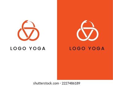 Yoga snake eating its own tail logo concept