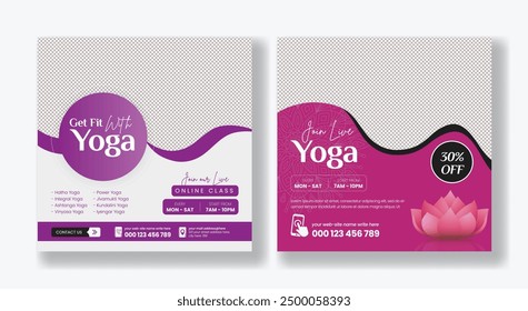 Yoga social media post or web banner template, wellness promotional ads, banner design