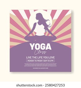 Yoga social media post or web banner template, wellness promotional ads, banner design