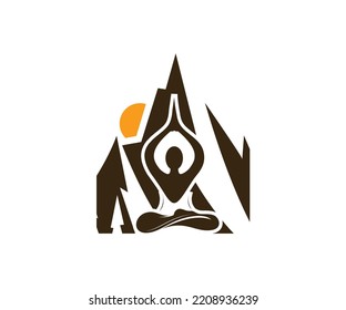 yoga spa mountain logo icon