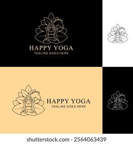 Yoga Spiritual Relaxation Logo Design balance wellness Symbol Vector Graphic