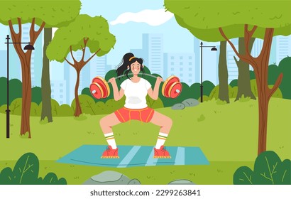 Yoga sport exercise activity in park concept. Vector graphic design illustration