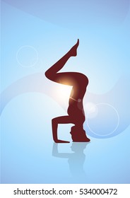 Yoga Sport Fitness Woman Exercise Workout Silhouettes Girl Vector Illustration