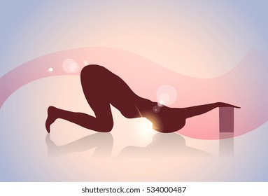 Yoga Sport Fitness Woman Exercise Workout Silhouettes Girl Vector Illustration