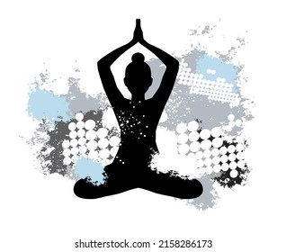 Yoga sport and hobby graphic with dynamic background.